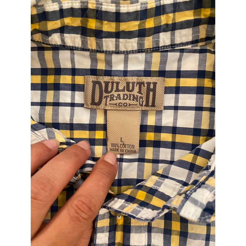 Duluth Trading Co Mens Plaid Button Down Lg Short Sleeve Casual Shirt Size Large - Picture 2 of 6